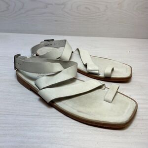 Free People Romeo Leather Wrap Sandals SIze 40 US 10 White Fairy Peasant Hippie